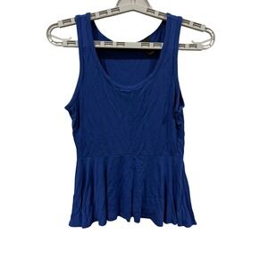 BKE red Womens Royal Blue Peplum Tank Top Scoop Neck Bamboo Rayon Small